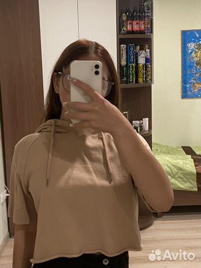 Короткая худи,свитшот кофта однотонная y2k