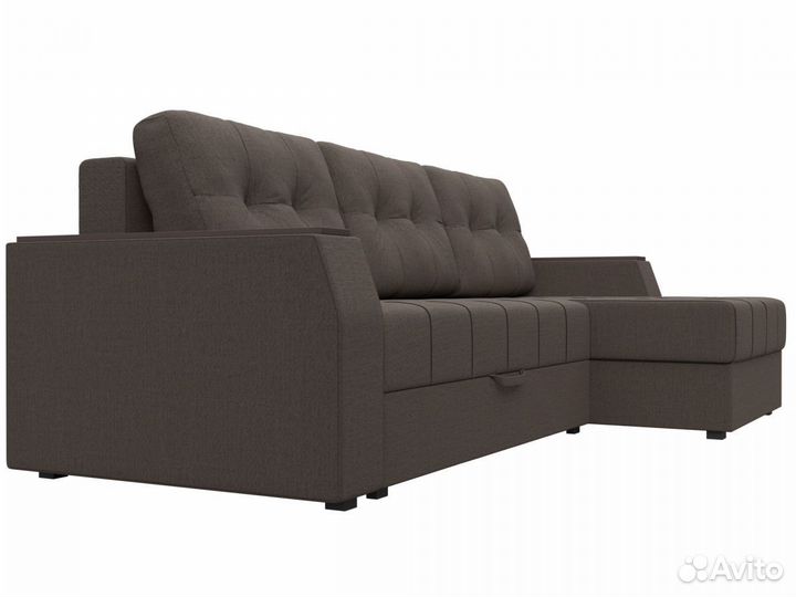 Диван угловой Эмир бс правый угол, рогожка, амур коричневый