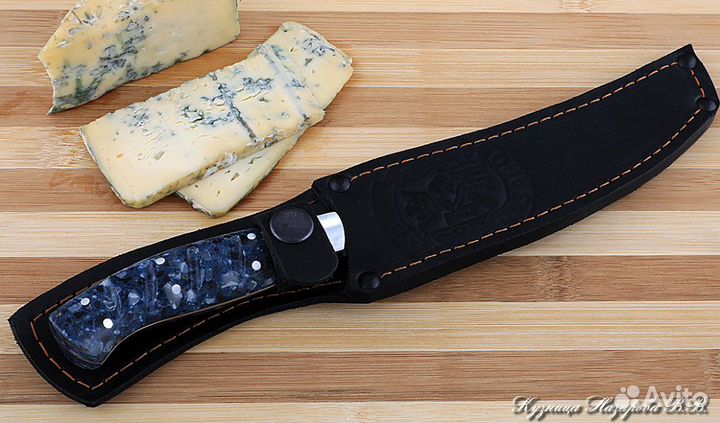 Нож Шеф № 4 сталь Х12мф рукоять акрил синий