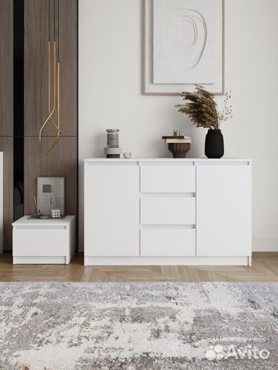 Комод с ящиками мори мк 1200.3, Белый