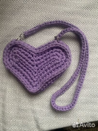 Сумка сердце из трикотажного пряжи