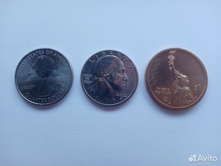 25 центов и 1 доллар США