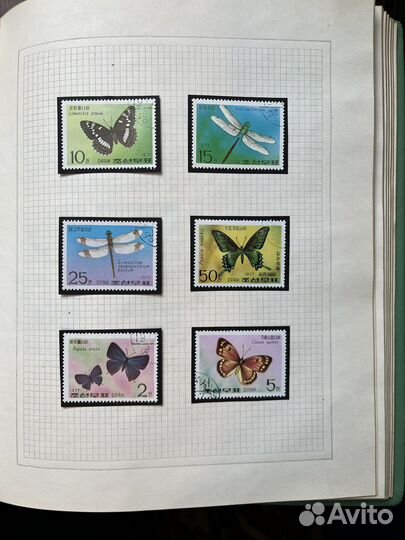 Марки с бабочками и насекомыми. Альбом 60 стр