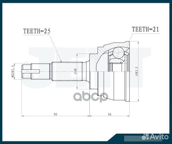 ШРУС внешний jett V41-1303 V41-1303 jett