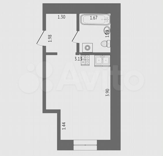 Квартира-студия, 17,1 м², 1/16 эт.