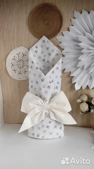 Бант на выписку на резинке цвет молочный