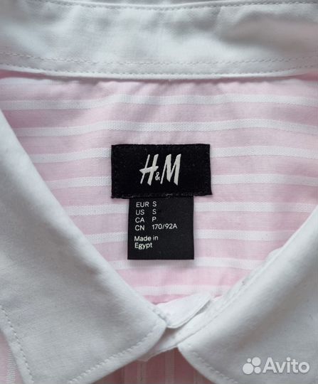 Рубашка H&M в полоску розовая