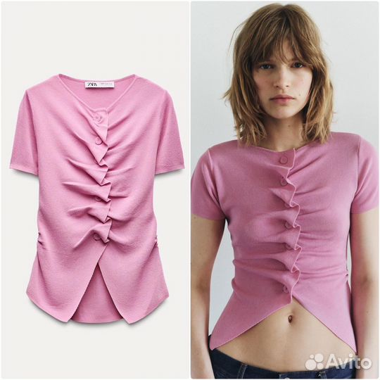 Топ zara с драпировкой