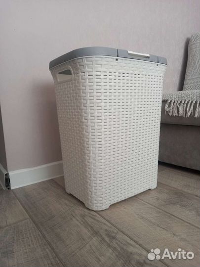 Корзина для белья violet Ротанг белая 1 шт