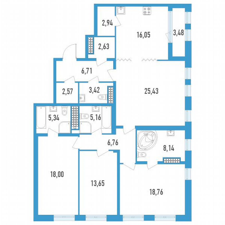 4-к. квартира, 137 м², 17/23 эт.