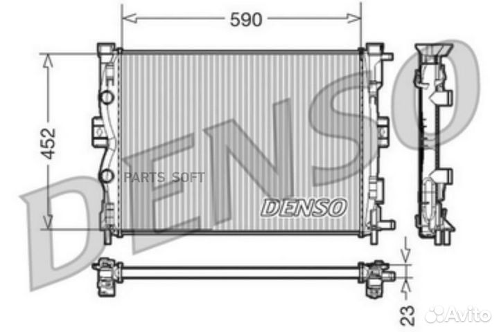 Denso DRM23055 Радиатор 590x452