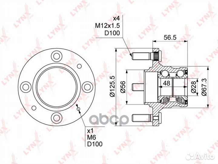Ступица колеса зад прав/лев WH1128 lynxauto