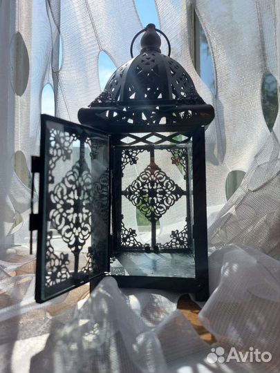 Подсвечник фонарь чёрный