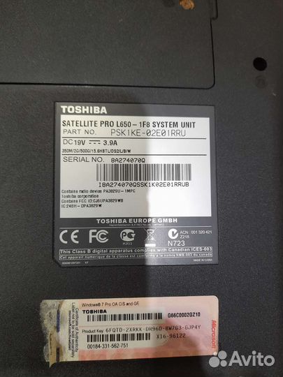 Ноутбук toshiba