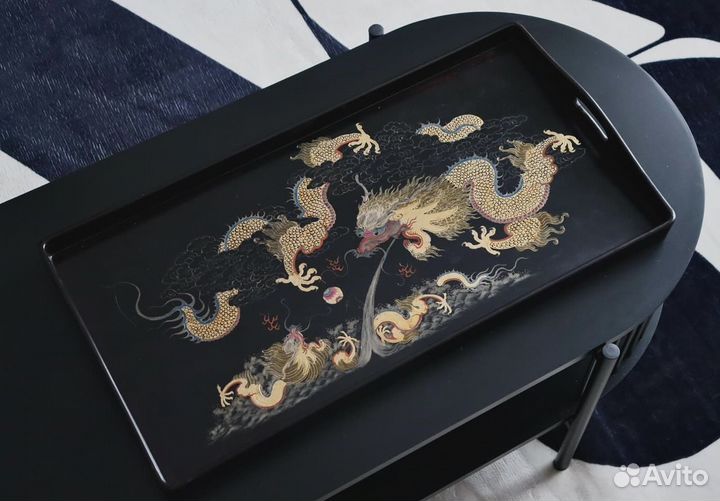 Винтажный поднос дракон Старый Китай шинуазри