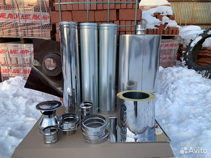 Дымоход, Комплект 4 метра с баком все 0.8 мм