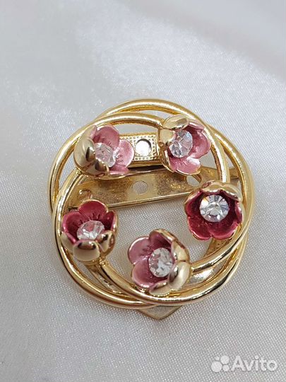 Зажим для платка,брошь со стразами