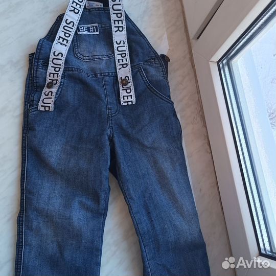 Джинсовый комбинезон утепленный с флисом