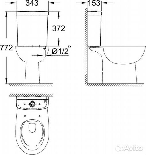 Унитаз-компакт Grohe Bau Ceramic 39429000