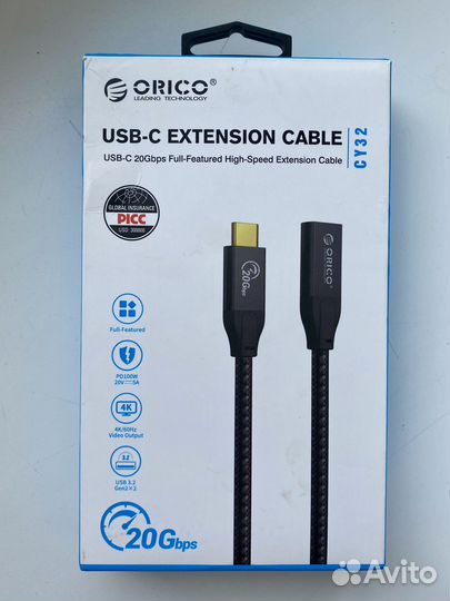 Кабель-удлинитель Orico USB-C (папа-мама) 20 gbps