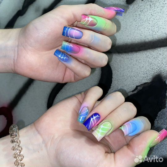 Маникюр /наращивание /крейзи дизайн /экстра-длина