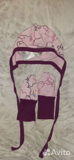 Комплект шапка варежки