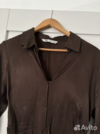 Сатиновая блузка рубашка zara размер m