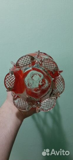 Ваза для цветов СССР, гутное стекло