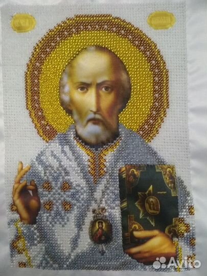 Икона бисером Николай Чудотворец