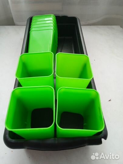 Ящик и 10 стаканчиков для рассады, объем 460 мл