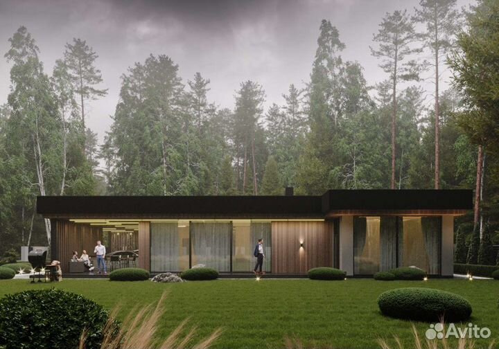 Готовый проект дома 153 метра с плоской кровлей