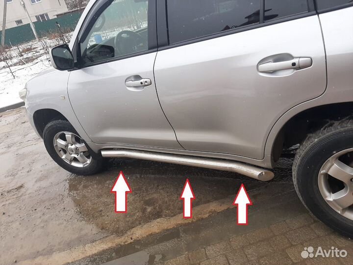 Пороги внешние трубы Toyota Land Cruiser 200