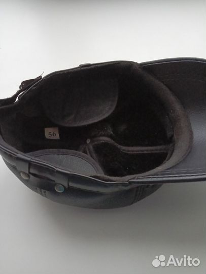 Мужская кожаная кепка зимняя