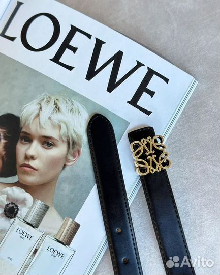 Ремень женский loewe черный натуральная кожа люкс