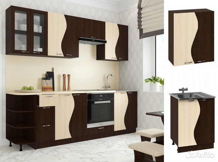 Кухня модульная Асти Венге/Выбеленный Дуб