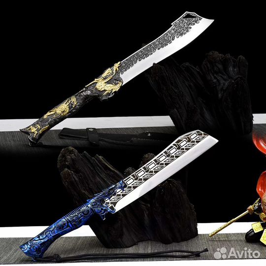 Мачете Дракон-Tilyn ст.95х18 (микс) (синий)