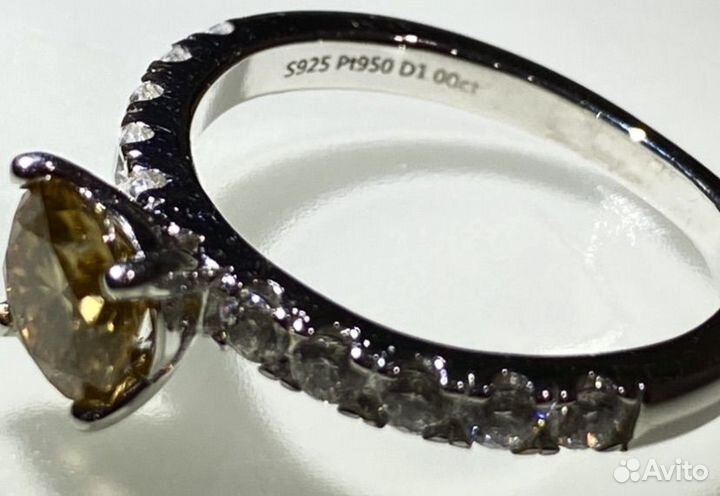 Кольцо PT950 1ct 