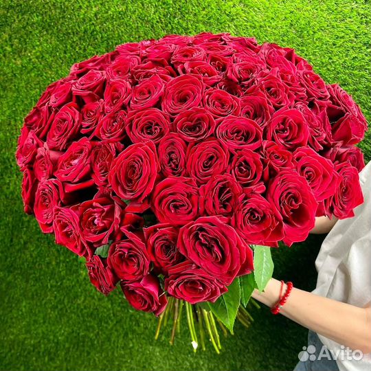 101 красная роза 50 см Крупный бутон Доставка