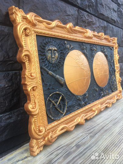 Барельеф картина Карта мира