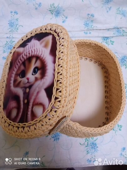 Вязаные корзинки ручной работы