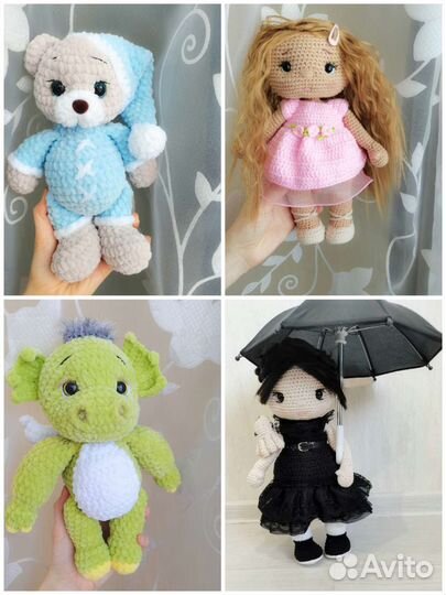 Вязаные игрушки амигуруми и пижамницы