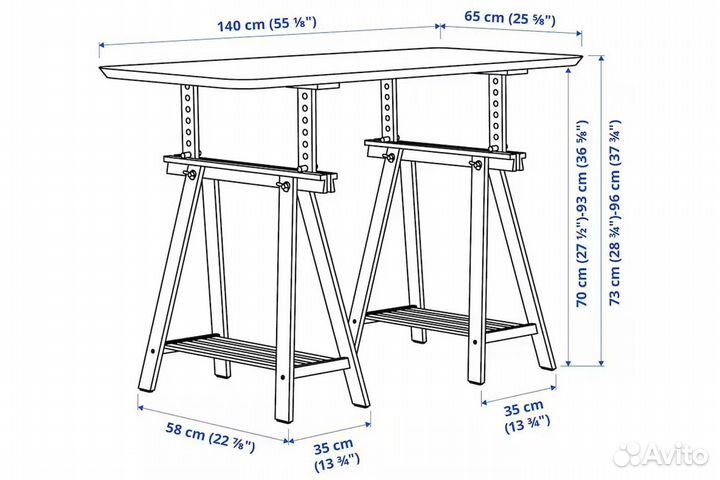 Mittback Основание столешницы 704.709.93 Белый IKEA