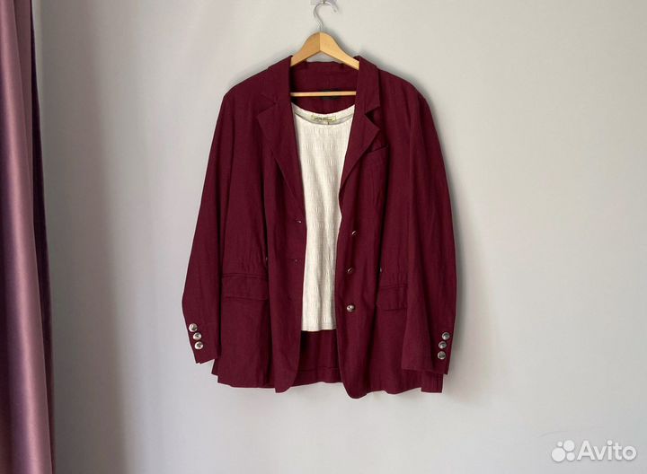 Женская льняная футболка бежевая 52 54 р-р лен