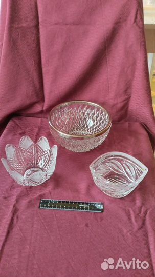 Салатники 3 штуки мельхиор хрусталь СССР