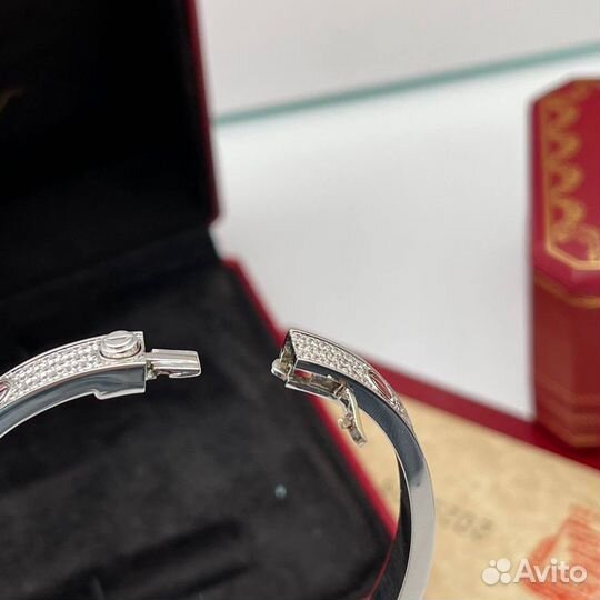 Браслет Cartier love silver в камнях vgold