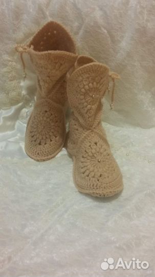 Вязаная домашняя обувь