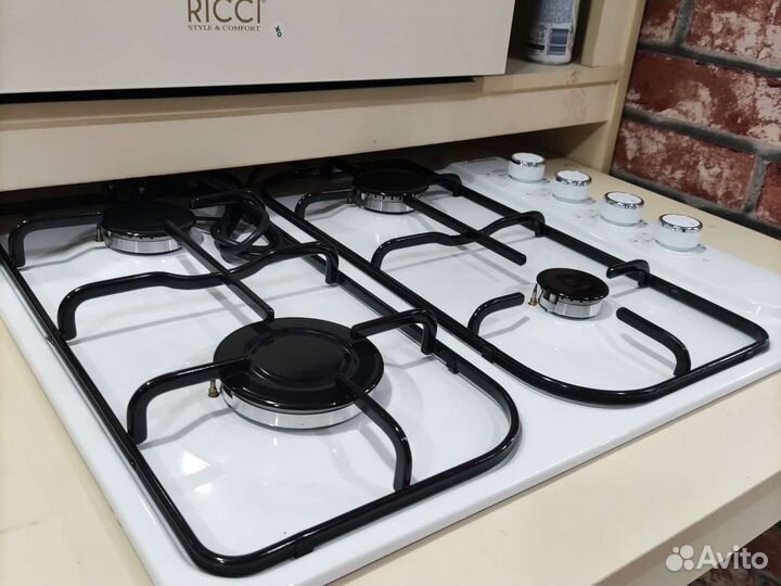 Варочная панель Monsher белый газ контроль