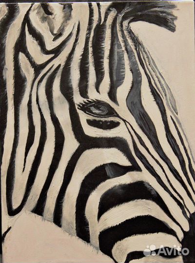 Картина маслом Зебра
