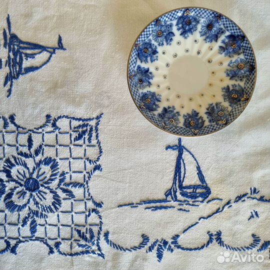 Скатерть винтаж вышивка редкость