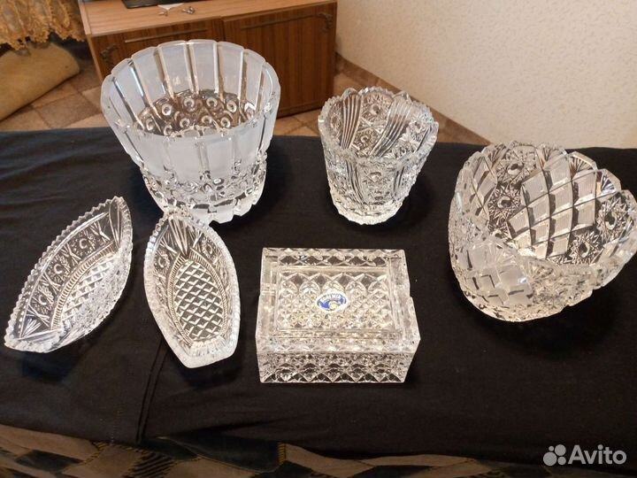 Хрусталь СССР и пепельница богемия